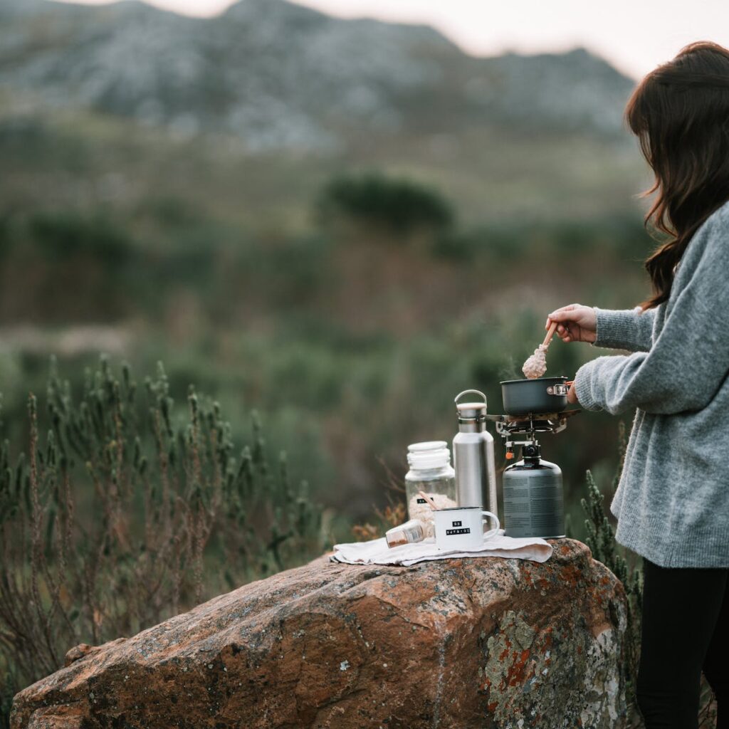 a woman cooking oatmeal